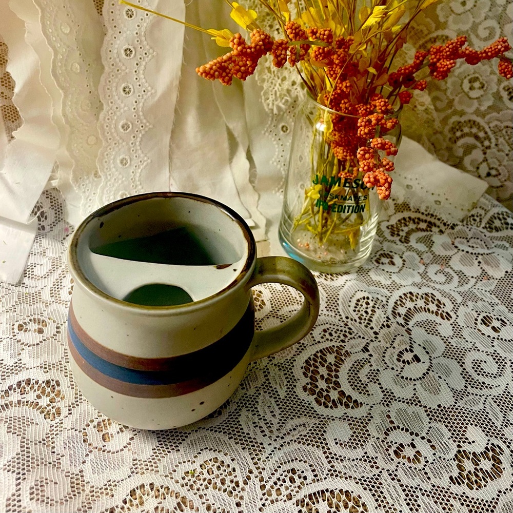Vintage MCM 1970’s Otagiri Horizon Stoneware mustache coffee mug tea cup